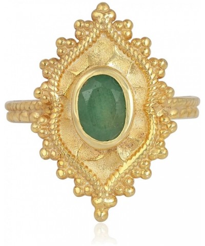 14K Gold Plated Emerald Statement Ring in 925 Sterling Silver Vintage Jewelry For Women Girls $12.90 Others