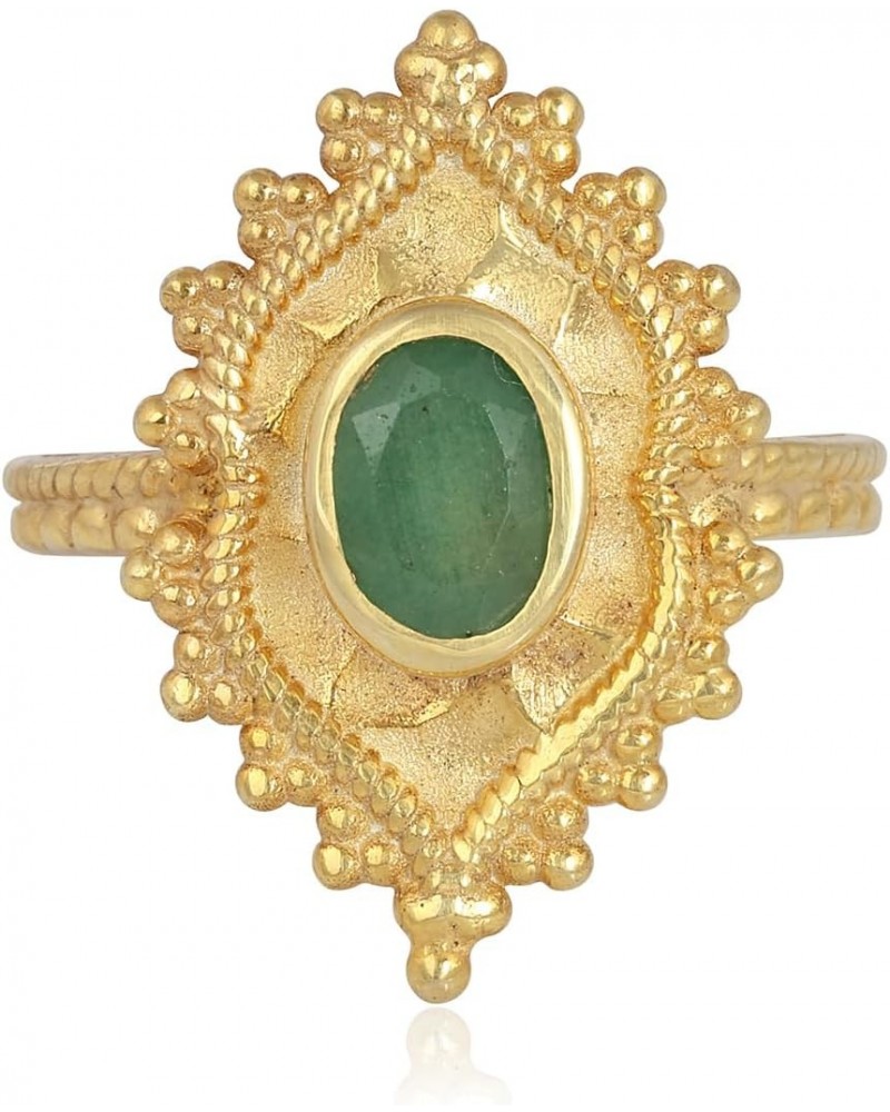 14K Gold Plated Emerald Statement Ring in 925 Sterling Silver Vintage Jewelry For Women Girls $12.90 Others