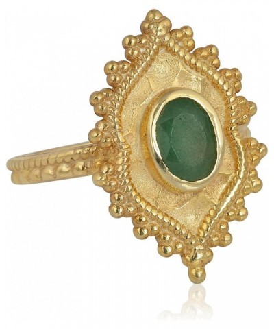 14K Gold Plated Emerald Statement Ring in 925 Sterling Silver Vintage Jewelry For Women Girls $12.90 Others