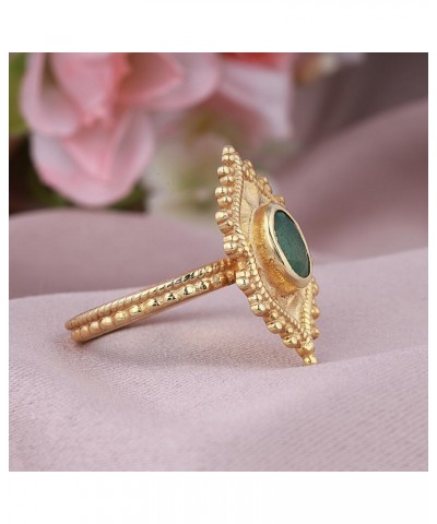 14K Gold Plated Emerald Statement Ring in 925 Sterling Silver Vintage Jewelry For Women Girls $12.90 Others