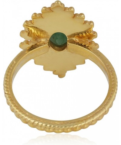 14K Gold Plated Emerald Statement Ring in 925 Sterling Silver Vintage Jewelry For Women Girls $12.90 Others