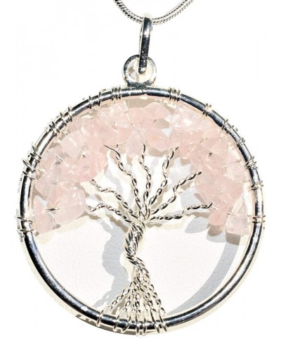 Selenite Charged Tree of Life Pendant + 20" Silver-plated Chain Set Rose Quartz $13.79 Necklaces