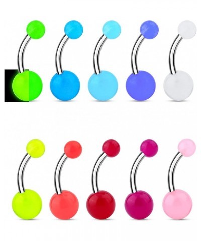 10Pieces Belly Button Rings Glow in the Dark Belly Rings 14G Banana Barbells Colorful Navel Piercing Jewellery Navel Bars Sta...