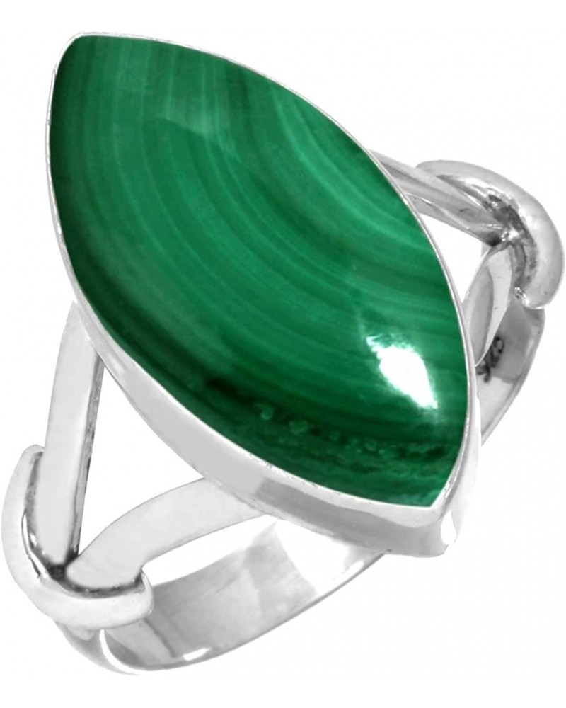 925 Sterling Silver Handmade Ring for Women 8x16 Marquoise Gemstone Costume Silver Jewelry for Gift (99137_R) Malachite $20.3...