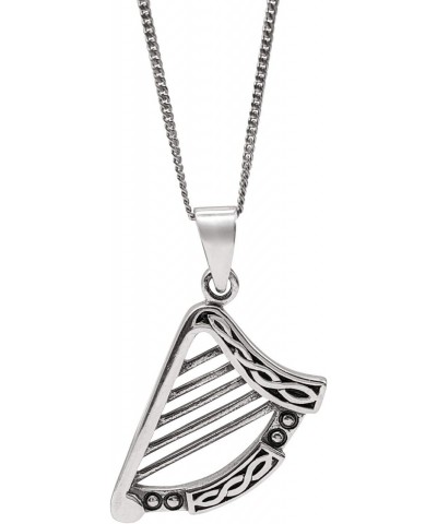 Unisex 925 Sterling Silver Irish Celtic Harp Pendant Necklace, 18 $26.10 Necklaces