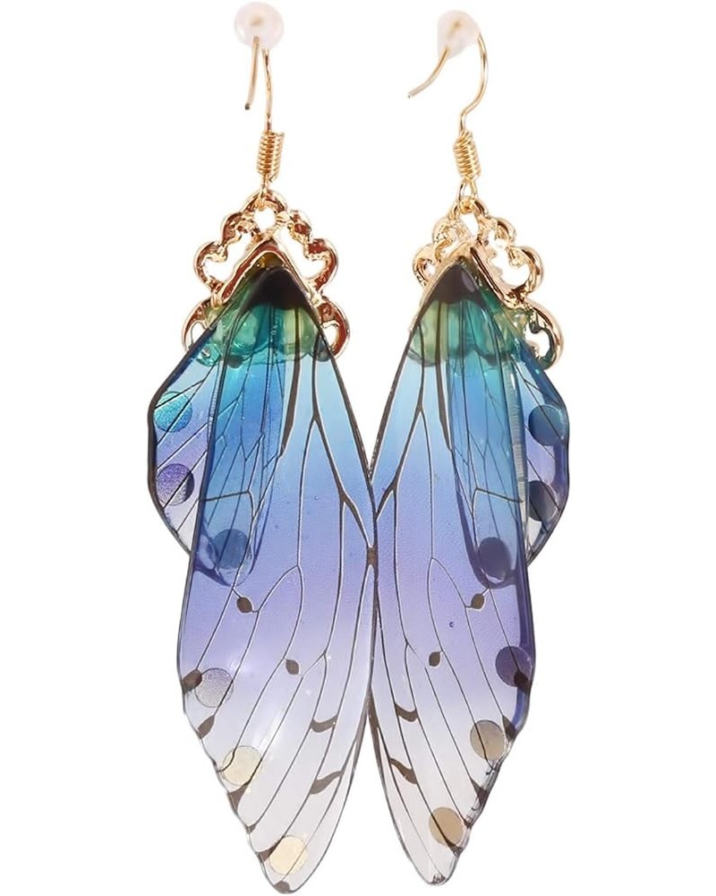 lquuo Butterfly Wings Simulated Crystal Rhinestone Long Dangle Hook Earring Dragonfly Wing Earrings for Summer Wedding Party ...