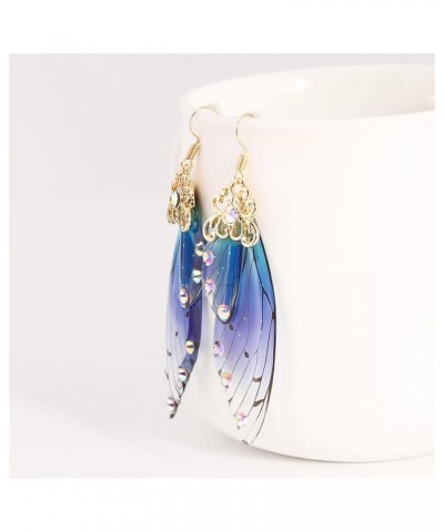 lquuo Butterfly Wings Simulated Crystal Rhinestone Long Dangle Hook Earring Dragonfly Wing Earrings for Summer Wedding Party ...