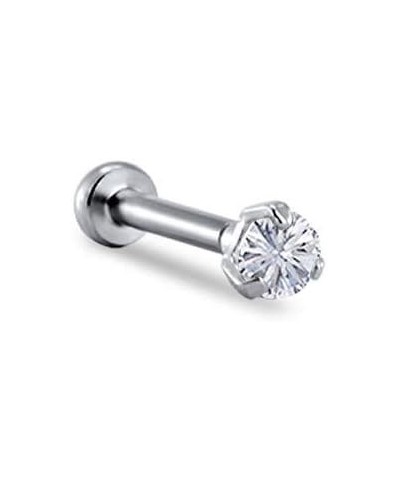 14K White Gold Labret Nose Ring Stud Titanium Push Pin Threadless Post 3/16, 1/4, 9/32, 5/16 CZ 18G 3mm CZ - 9/32" Labret $14...