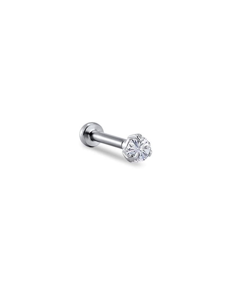 14K White Gold Labret Nose Ring Stud Titanium Push Pin Threadless Post 3/16, 1/4, 9/32, 5/16 CZ 18G 3mm CZ - 9/32" Labret $14...