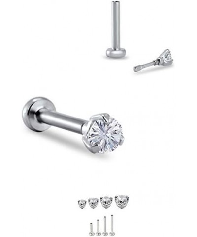 14K White Gold Labret Nose Ring Stud Titanium Push Pin Threadless Post 3/16, 1/4, 9/32, 5/16 CZ 18G 3mm CZ - 9/32" Labret $14...