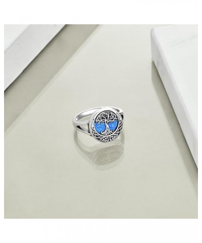 Tree of Life Rings Sterling Silver Celtic Knot Tree of Life Rings Family Tree Jewelry Gifts for Women Blue opal $20.99 Rings