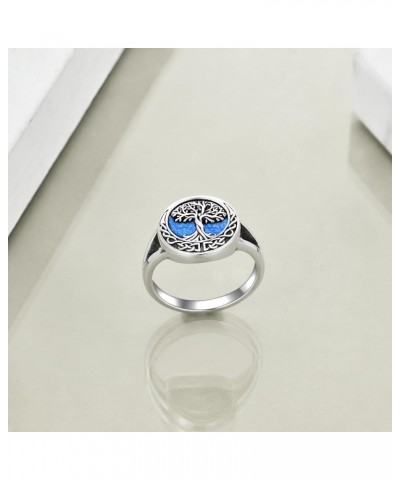 Tree of Life Rings Sterling Silver Celtic Knot Tree of Life Rings Family Tree Jewelry Gifts for Women Blue opal $20.99 Rings