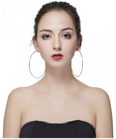 Hypoallergenic Extra Large Basketball Hoop Earrings for Women Men - Big Thin Hoop Earrings Silver 100 Centimeters $7.83 Earrings