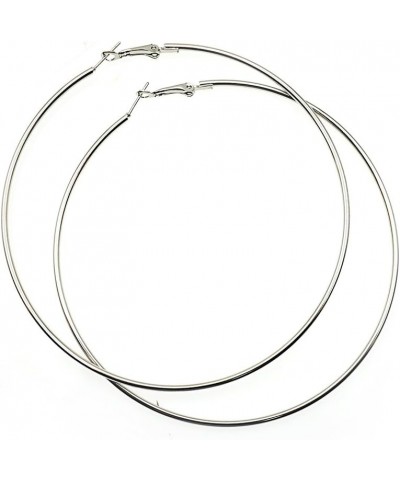 Hypoallergenic Extra Large Basketball Hoop Earrings for Women Men - Big Thin Hoop Earrings Silver 100 Centimeters $7.83 Earrings