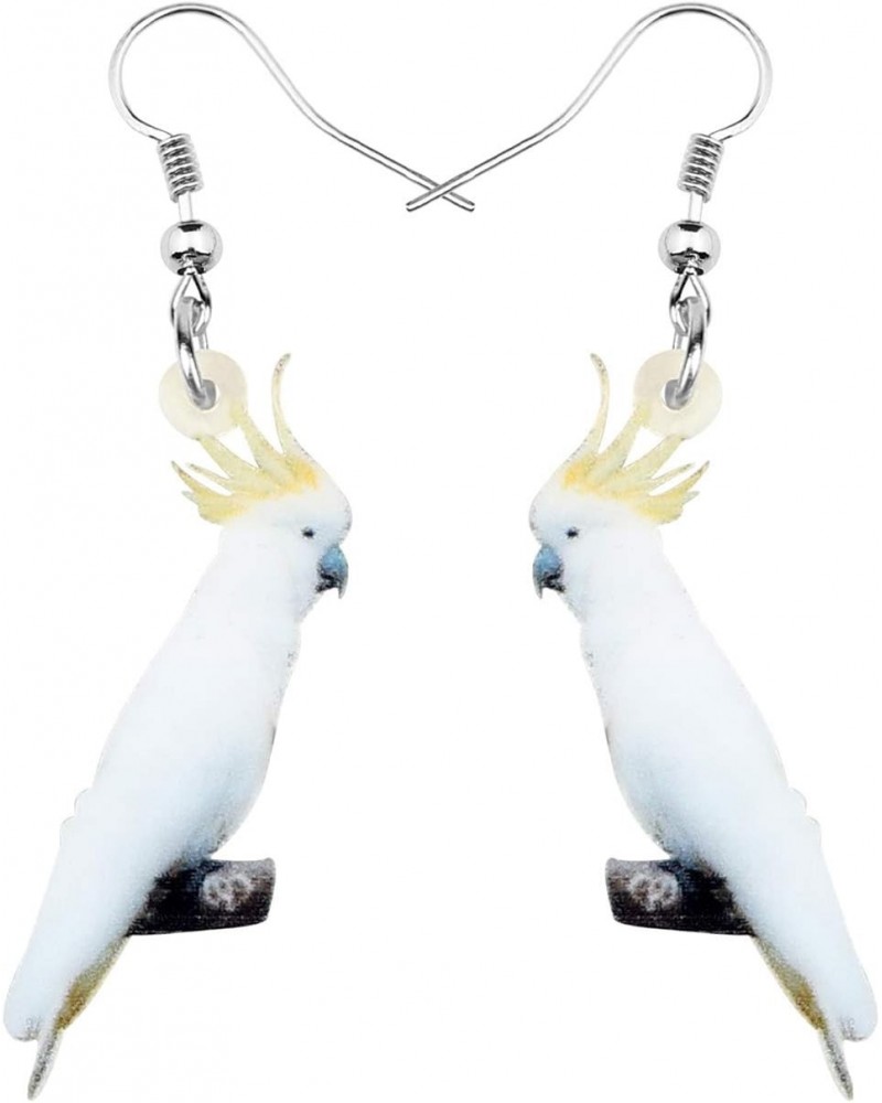 Acrylic White Crested Cockatoo Parrot Earrings Bird Drop Dangle Jewelry Gifts for Women Teens Girls (White and Yellow) $6.88 ...