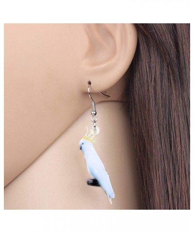 Acrylic White Crested Cockatoo Parrot Earrings Bird Drop Dangle Jewelry Gifts for Women Teens Girls (White and Yellow) $6.88 ...