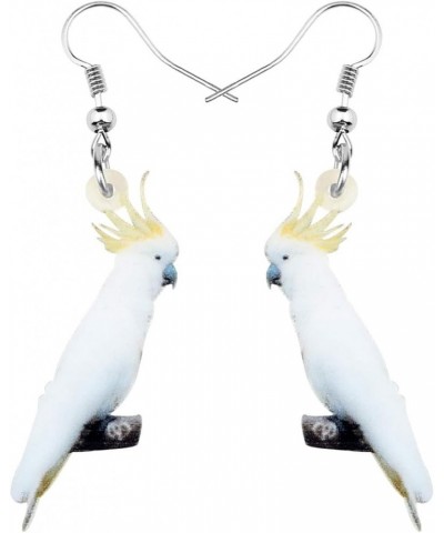 Acrylic White Crested Cockatoo Parrot Earrings Bird Drop Dangle Jewelry Gifts for Women Teens Girls (White and Yellow) $6.88 ...