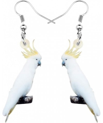 Acrylic White Crested Cockatoo Parrot Earrings Bird Drop Dangle Jewelry Gifts for Women Teens Girls (White and Yellow) $6.88 ...