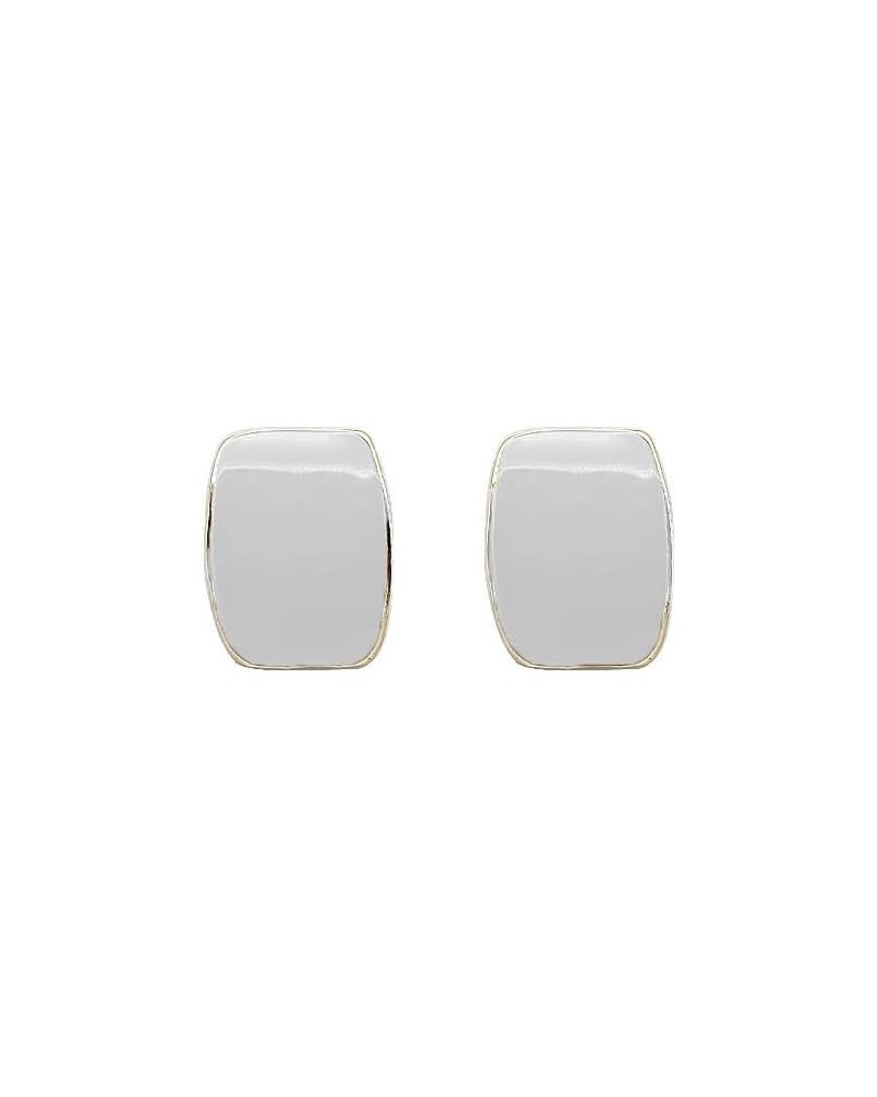 Gold Plated Cute Square Clip On Earrings, Hypoallergenic Non Pierced Clips Invisible Women's Clip On Earrings White $8.02 Ear...