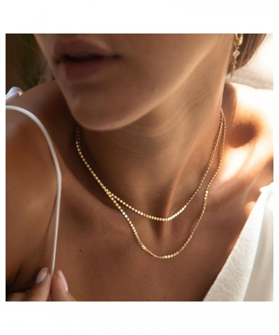 Gold/Silver Herringbone Necklace for Women,Delicate Zirconia Pendant Necklaces Silver Layered Glitter Necklace 14k Gold Plate...