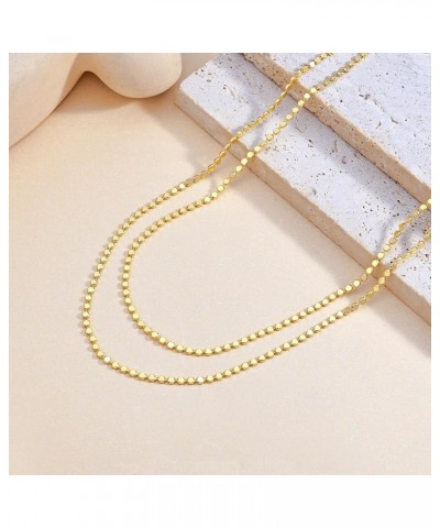 Gold/Silver Herringbone Necklace for Women,Delicate Zirconia Pendant Necklaces Silver Layered Glitter Necklace 14k Gold Plate...