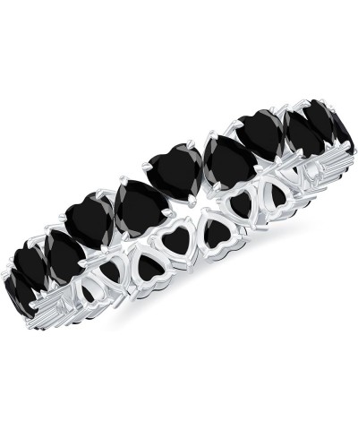 Heart Created Black Diamond Eternity Anniversary Ring for Her| AAAA Quality 14K White Gold $181.20 Rings