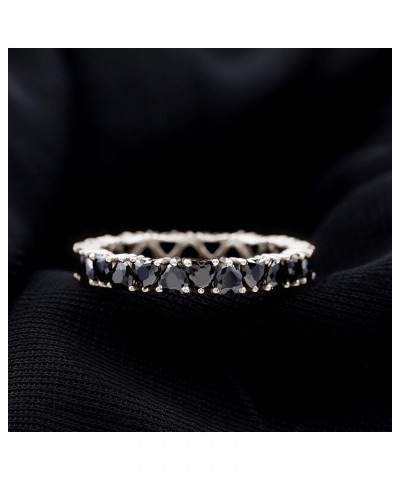 Heart Created Black Diamond Eternity Anniversary Ring for Her| AAAA Quality 14K White Gold $181.20 Rings