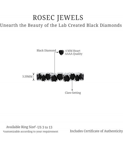 Heart Created Black Diamond Eternity Anniversary Ring for Her| AAAA Quality 14K White Gold $181.20 Rings