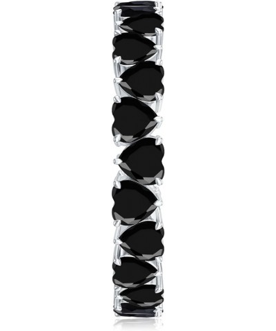 Heart Created Black Diamond Eternity Anniversary Ring for Her| AAAA Quality 14K White Gold $181.20 Rings