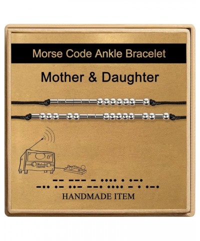 Morse Code Anklet for Women,Handmade Rope Stainless Steel Beads Ankle Bracelets for women Friend Mom Sister Daughter Girls Mo...