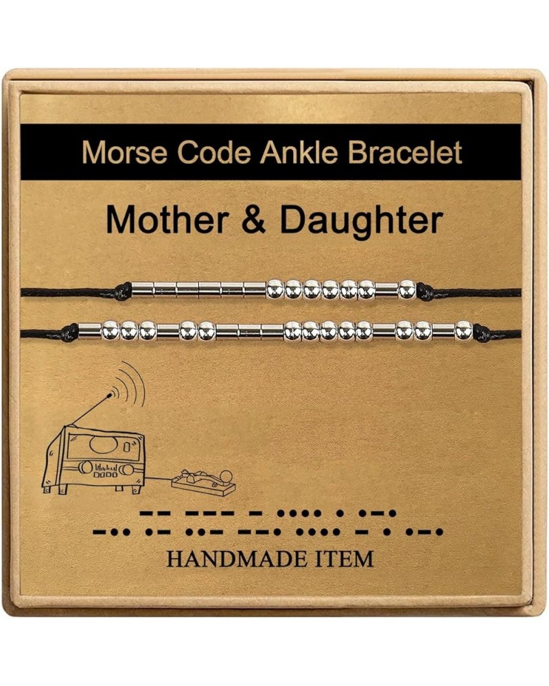 Morse Code Anklet for Women,Handmade Rope Stainless Steel Beads Ankle Bracelets for women Friend Mom Sister Daughter Girls Mo...