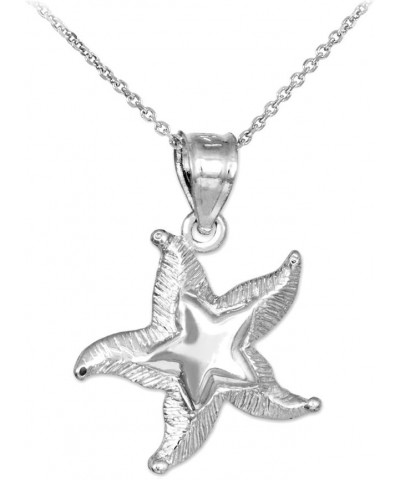 925 Sterling Silver Textured Starfish Pendant Necklace 20.0 Inches $17.21 Necklaces