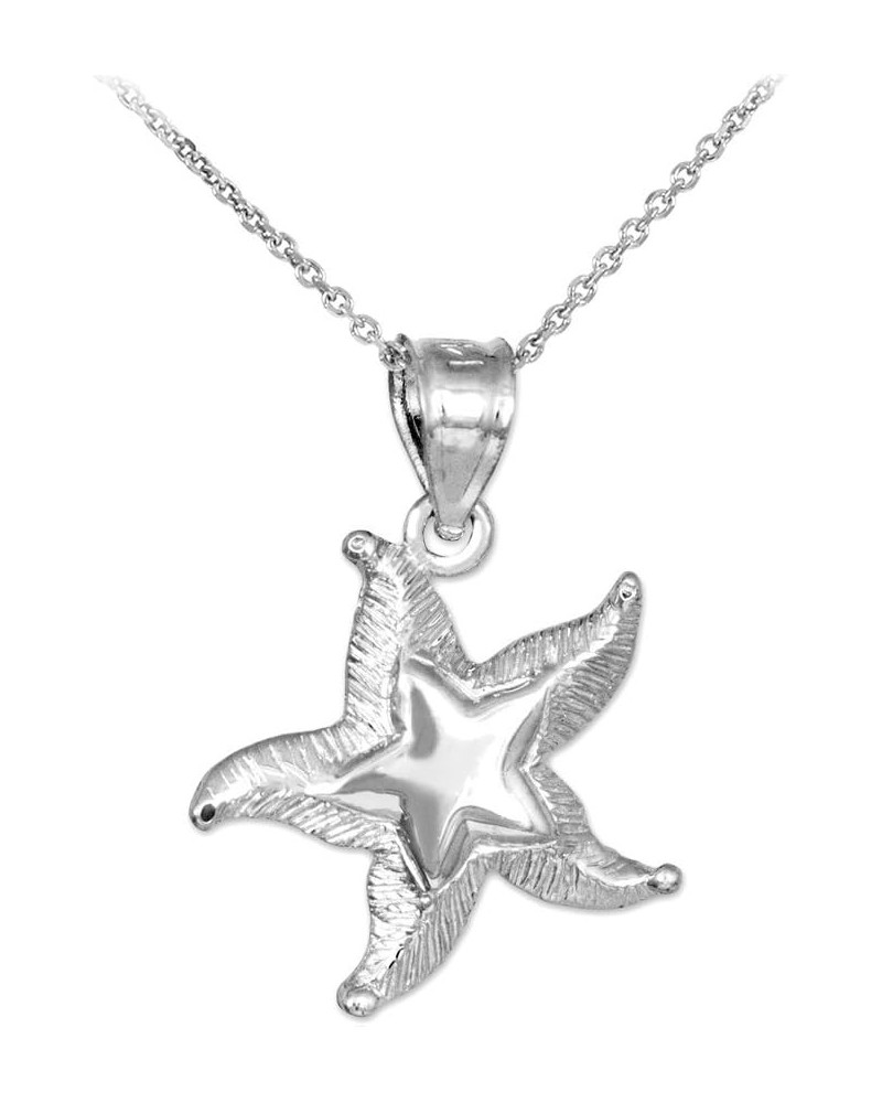 925 Sterling Silver Textured Starfish Pendant Necklace 20.0 Inches $17.21 Necklaces