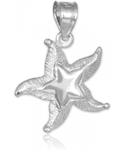 925 Sterling Silver Textured Starfish Pendant Necklace 20.0 Inches $17.21 Necklaces