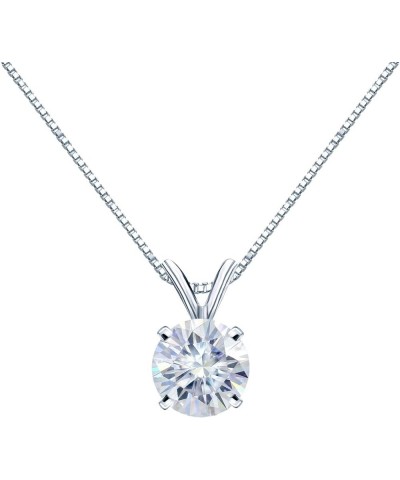 1/2 to 3 1/2 Carat Round Moissanite Solitaire Pendant Necklace in 14k Gold (H-I, cttw) 4-Prong 16 to 18 Inch Adjustable Chain...