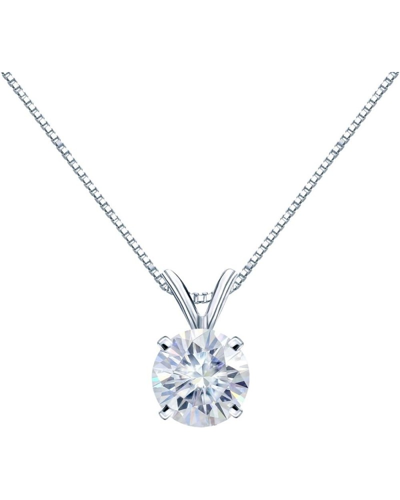 1/2 to 3 1/2 Carat Round Moissanite Solitaire Pendant Necklace in 14k Gold (H-I, cttw) 4-Prong 16 to 18 Inch Adjustable Chain...