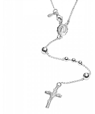 925 Sterling Silver Italian Beaded Chain Antique Cross & Rosary Virgin Mary Pendant Y Necklace for Women $17.33 Necklaces