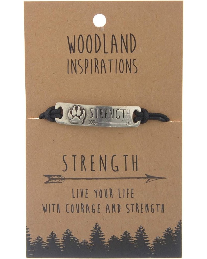 Shag Wear Women's Pewter Engraved Adjustable Cord Bracelet Woodland Outdoor Inspire Life Collection Strength $11.79 Bracelets