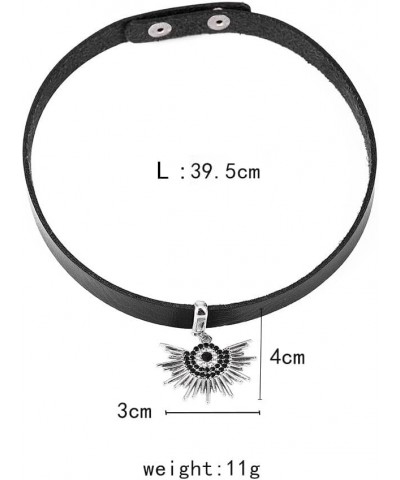 Punk Style Sun Necklace PU Leather Adjustable Black Choker Goth Necklace Halloween Costume Jewelry for Women Evil Eye $7.79 N...