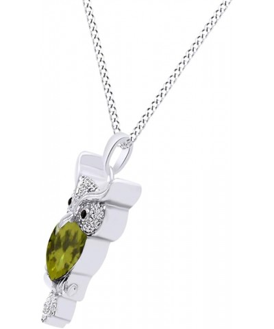 Multi Stone Owl Pendant Necklace in 14K Gold Over Sterling Silver Simulated Peridot $34.86 Necklaces