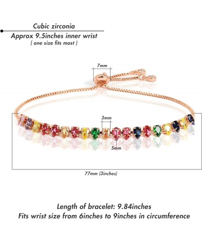 by you Women Fashion Cubic Zirconia Tennis Adjustable Pull String Bracelet Gold Silver Color Marquise 5mm - Rosegold Multi $1...