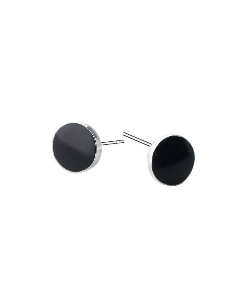 925 Sterling Silver Round-Black Stud Earring for Women/Men,4-8MM 4MM $9.53 Earrings