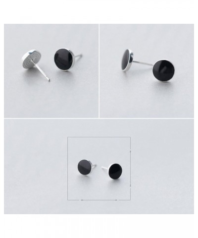 925 Sterling Silver Round-Black Stud Earring for Women/Men,4-8MM 4MM $9.53 Earrings