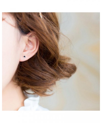 925 Sterling Silver Round-Black Stud Earring for Women/Men,4-8MM 4MM $9.53 Earrings