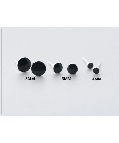 925 Sterling Silver Round-Black Stud Earring for Women/Men,4-8MM 4MM $9.53 Earrings