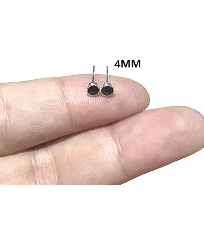 925 Sterling Silver Round-Black Stud Earring for Women/Men,4-8MM 4MM $9.53 Earrings