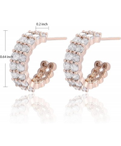 Exquisite Cubic Zirconia Stud Earrings,Geometric Statement Jewelry Crystal Inlaid Hollow Multilayer Open Hoops Ear Stud For W...