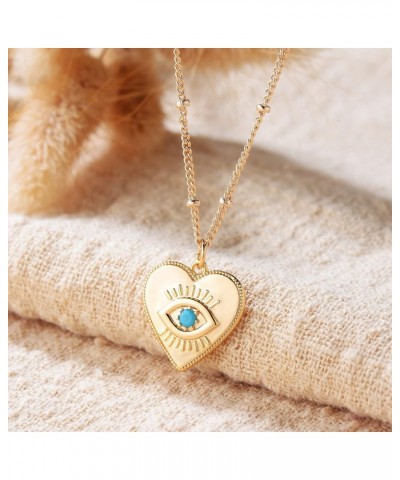 Gold Evil Eye Necklace for Women 18k Gold Plated Turquoise Cubic Zirconia Evil Eye Minimalist Simple Necklace Dainty Gold Cho...