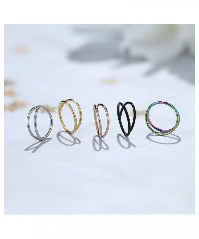 5 Pcs 20G 18G 16G Nose Rings Hoop Set Double Triple 316L Surgical Steel Nose Hoop Helix Septum Piercing Cartilage Hoop for Wo...