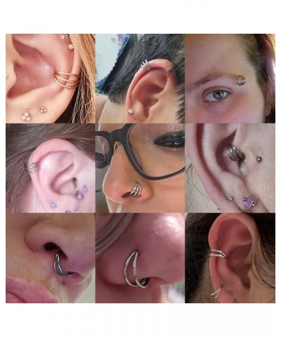 5 Pcs 20G 18G 16G Nose Rings Hoop Set Double Triple 316L Surgical Steel Nose Hoop Helix Septum Piercing Cartilage Hoop for Wo...